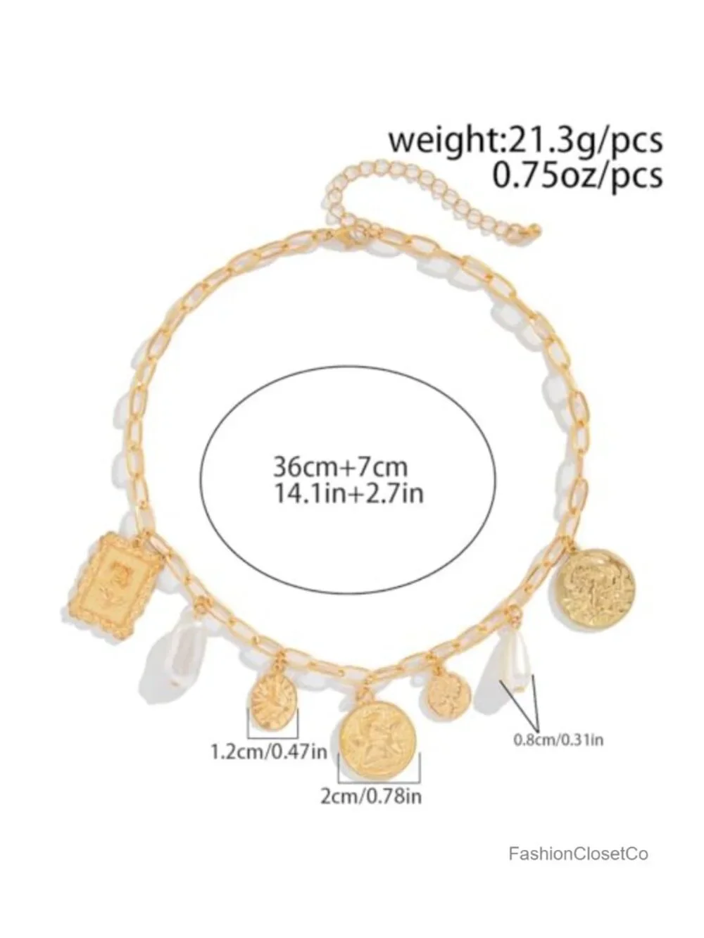 Gold-Plated Pearl Shell Choker Necklace with Lobster Claw Clasp